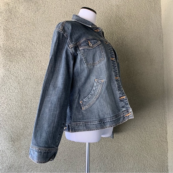 “Chico’s” Denim Jean Jacket with Rhinestones size 12 - Picture 6 of 12